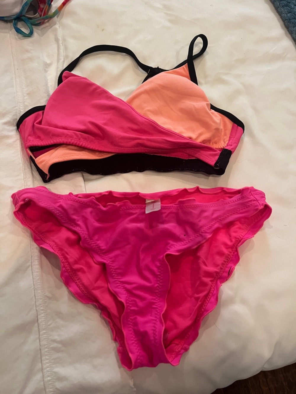 Two-Tone Pink & Coral Bikini Set